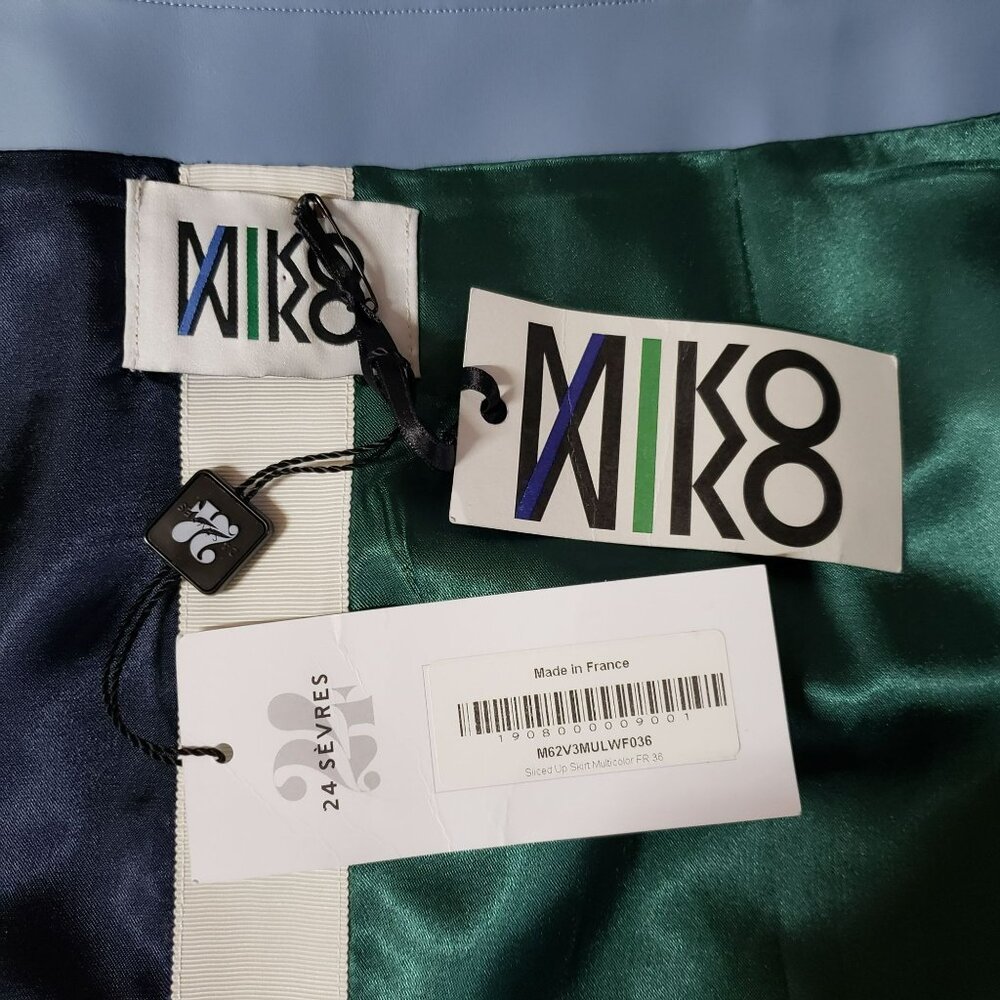 Miko Miko Stripe Skirt Faux Leather Blue White Mod Retro Futuristic Cosplay - Picture 10 of 16